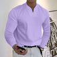 Casual Solid Color V-neck Long Sleeve Shirts