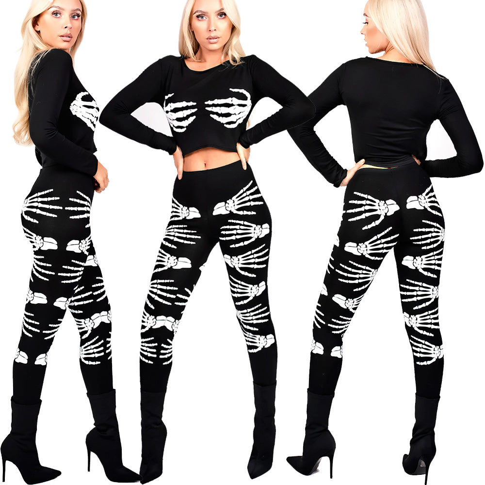 Long Sleeve Top Slim Pants Set