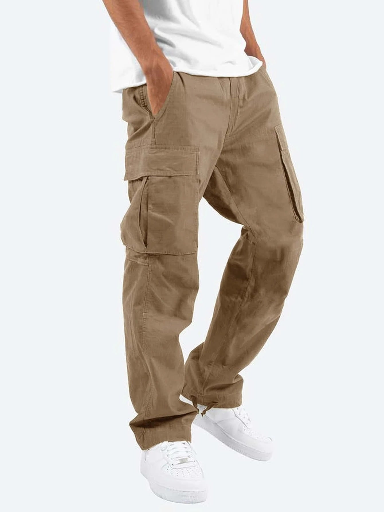 Drawstring Multi-pocket Casual Pants