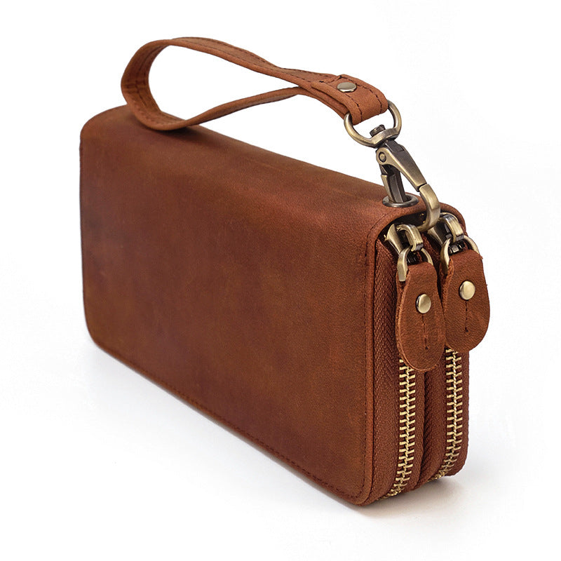 Vintage Double Leather Clutch Bag