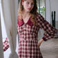 French retro red plaid skirt