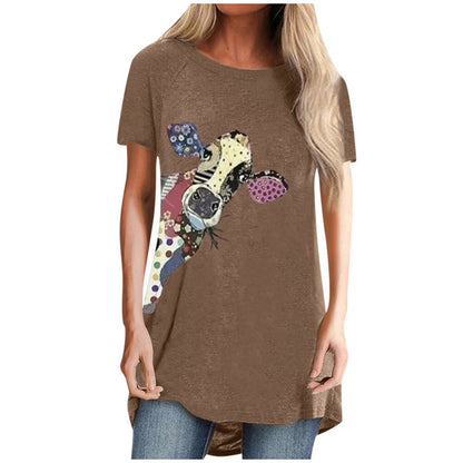 Cartoon print round neck T-shirt