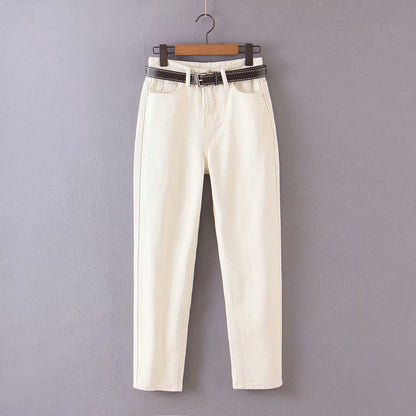 Pure Color Simple All-match Denim Daddy Pants