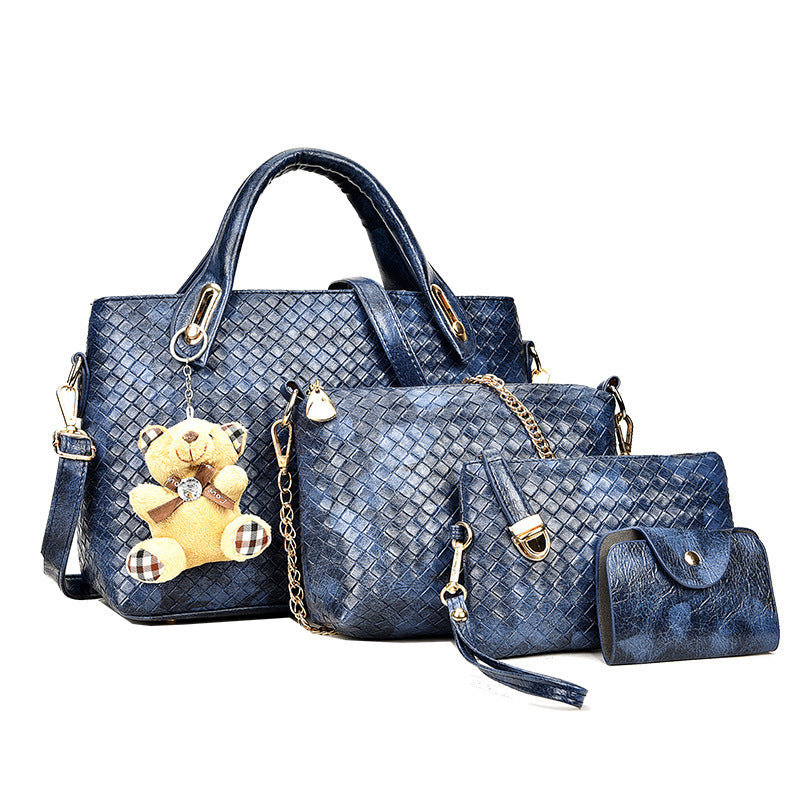 Four-piece Woven Bear Lady Handbag