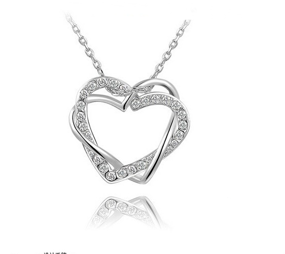 Double Diamond Heart Necklace Set