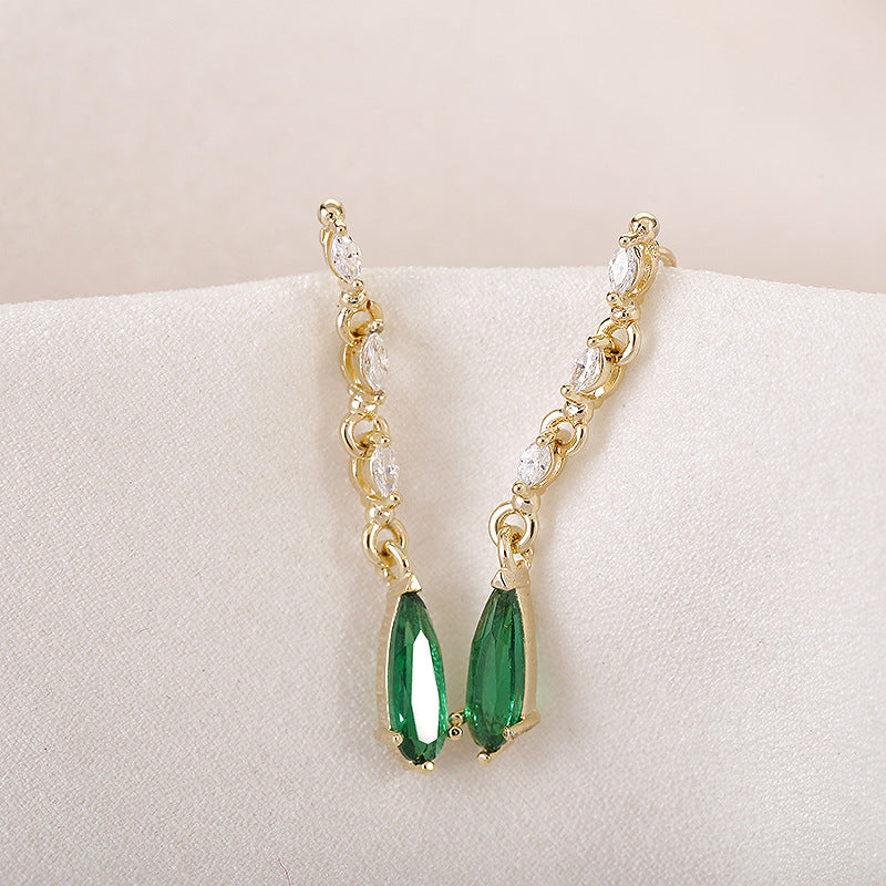 Green Crystal Pearl Earring