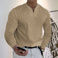 Casual Solid Color V-neck Long Sleeve Shirts