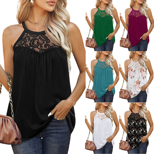 Tank Tops Lace Halter Tops Sleeveless Shirts