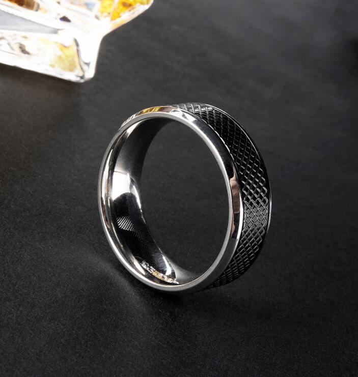 Mens Black Titanium Steel Ring