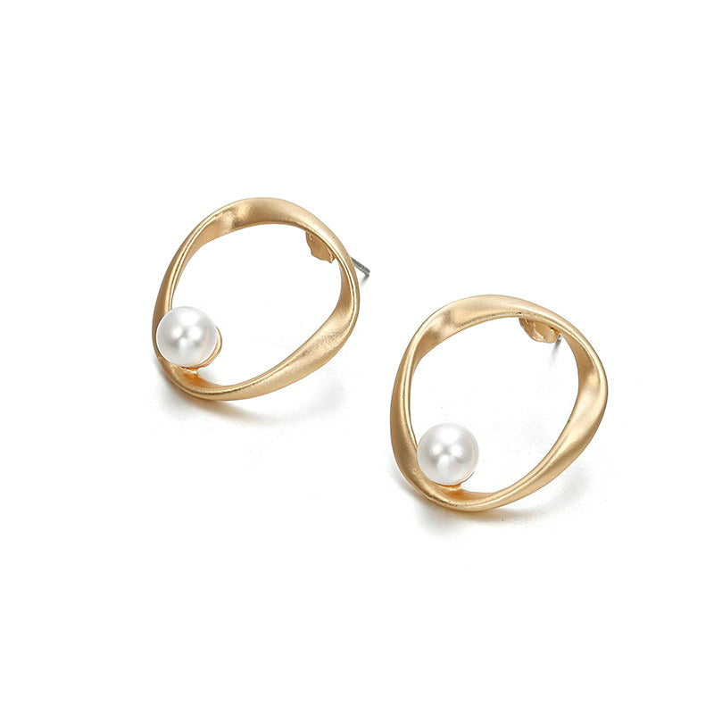 Irregular Round Pearl Earrings