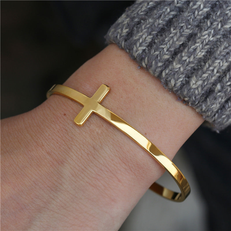 C- Shaped Cross Bracelet