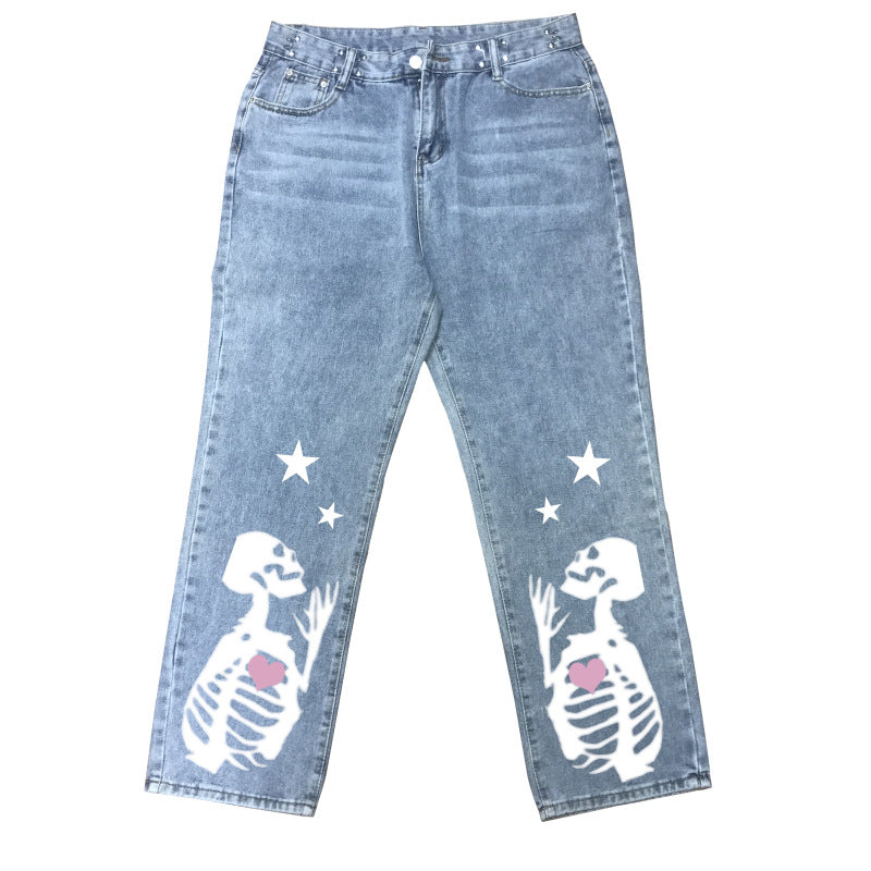 Loose Straight Fit Mop Jeans