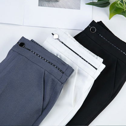 High-rise Gray Straight-leg Trousers