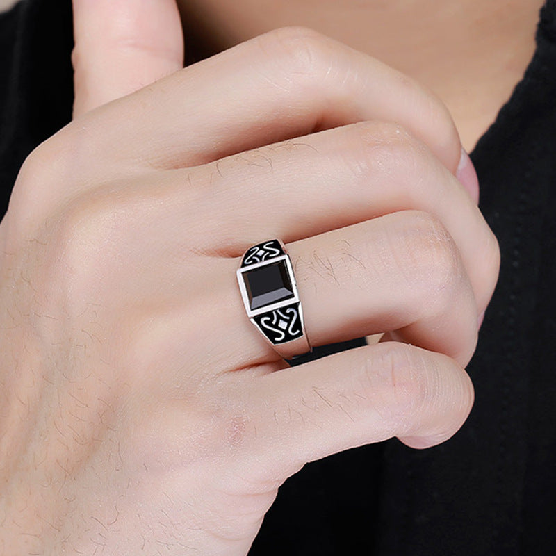 Men's Trendy Obsidian Domineering Ring