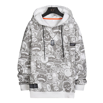 Cartoon Print Hooded Sweater