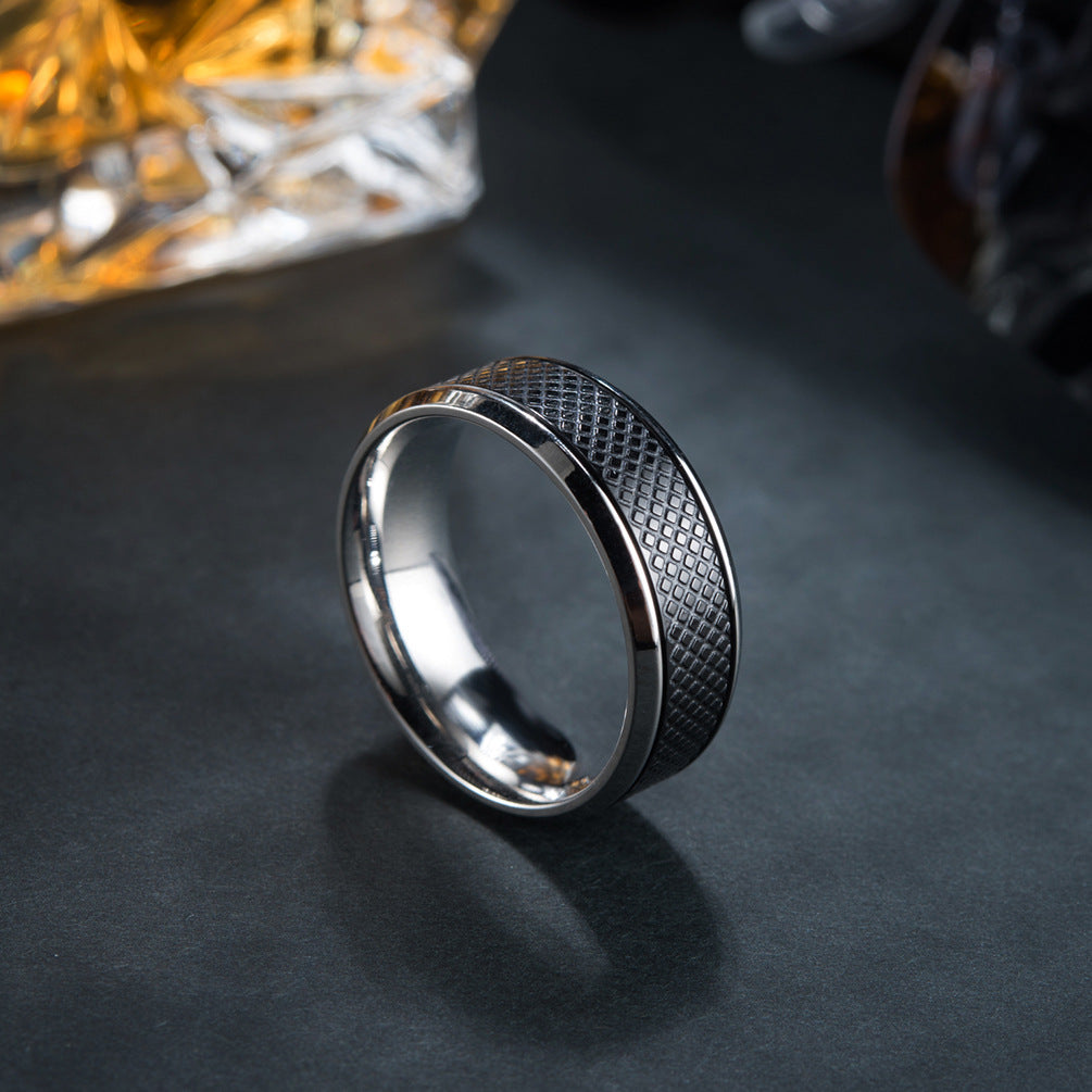 Mens Black Titanium Steel Ring