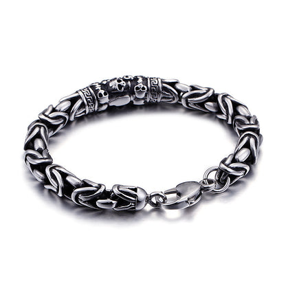 Mens Skeleton Braided Chain Bracelet