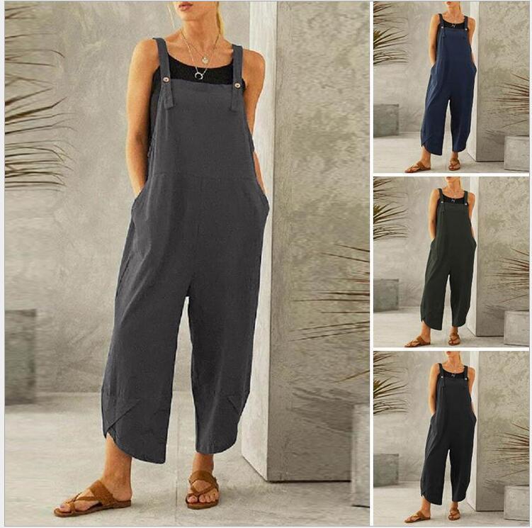 Casual Cropped Overalls Long Pant