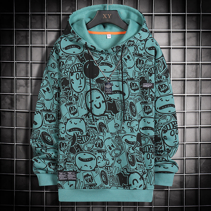 Cartoon Print Hooded Sweater