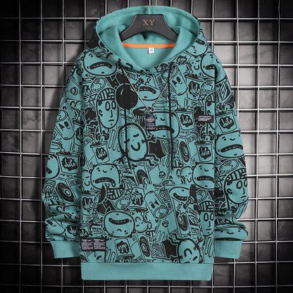 Cartoon Print Hooded Sweater