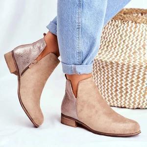 Synthetic leather lady's ankle boot