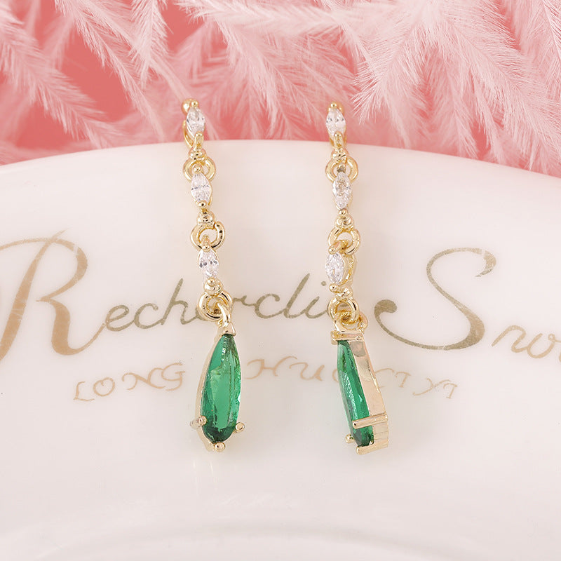 Green Crystal Pearl Earring