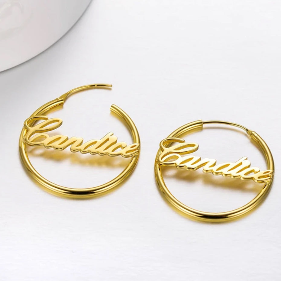 Name Letter Hoop Earrings