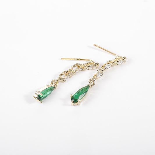 Green Crystal Pearl Earring