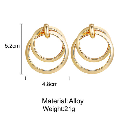 Double Circle Metal Earrings