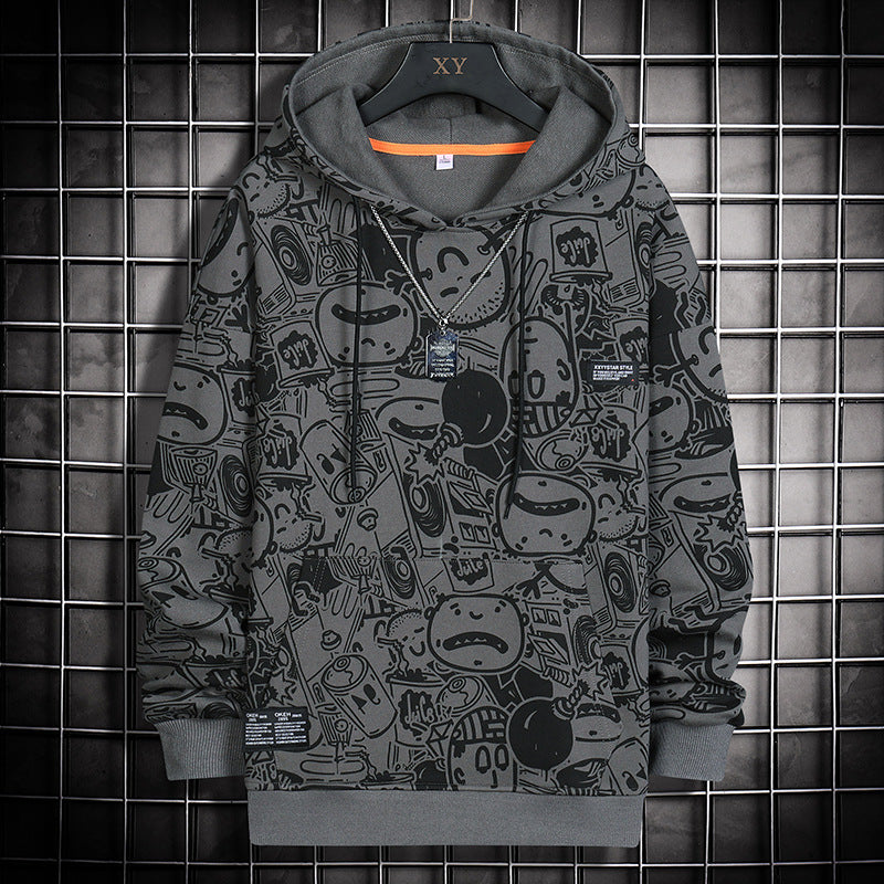 Cartoon Print Hooded Sweater