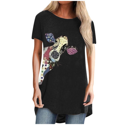 Cartoon print round neck T-shirt