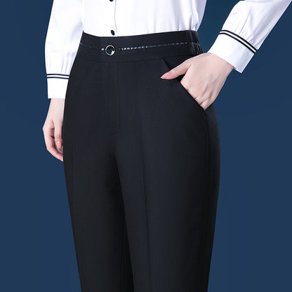 High-rise Gray Straight-leg Trousers