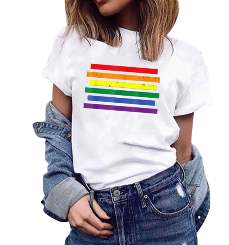 Rainbow Alphabet Print  Short Sleeves T-shirt