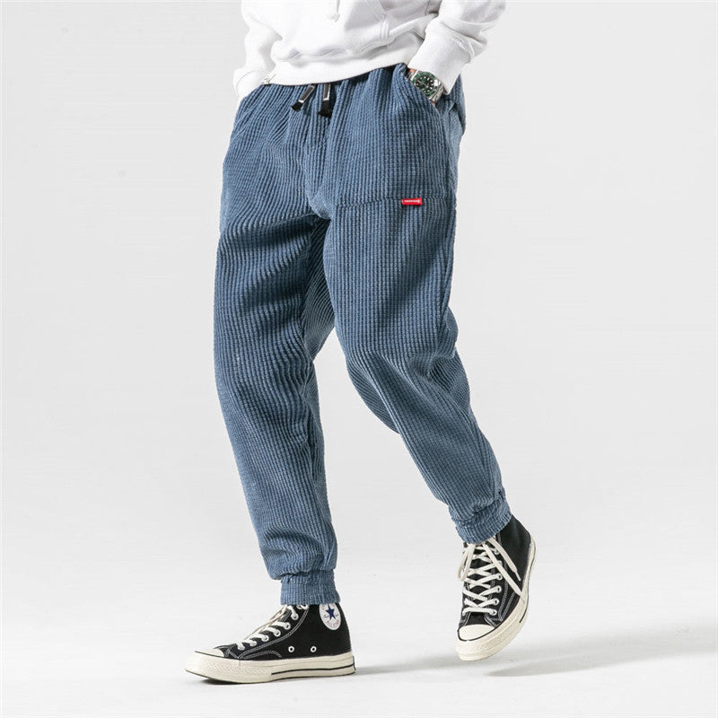 Corduroy Drawstring Elastic Pants