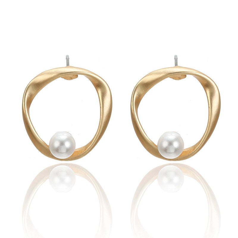 Irregular Round Pearl Earrings