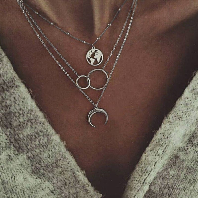 Multilayer Moon Map Necklace