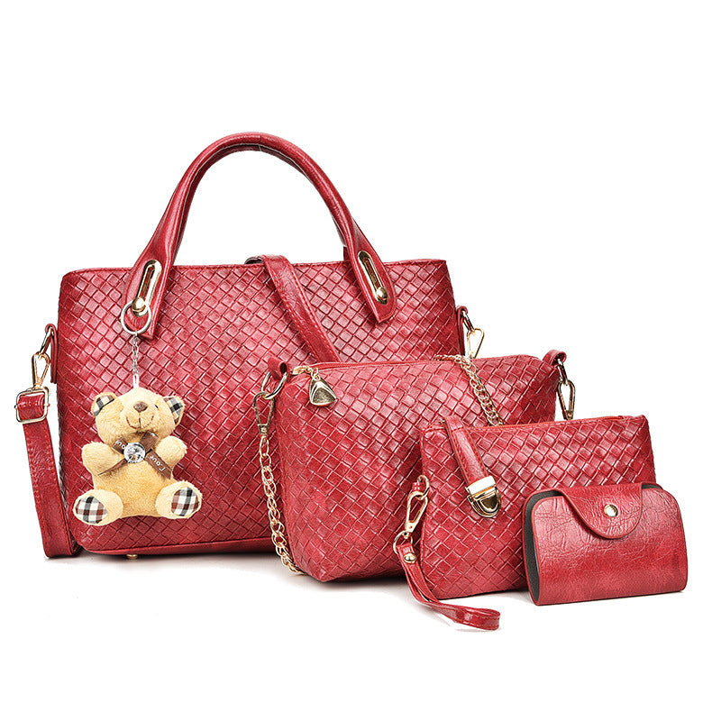 Four-piece Woven Bear Lady Handbag