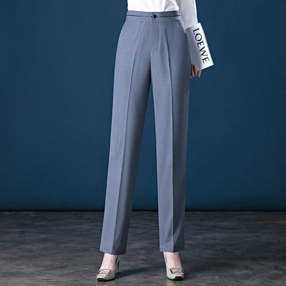 High-rise Gray Straight-leg Trousers