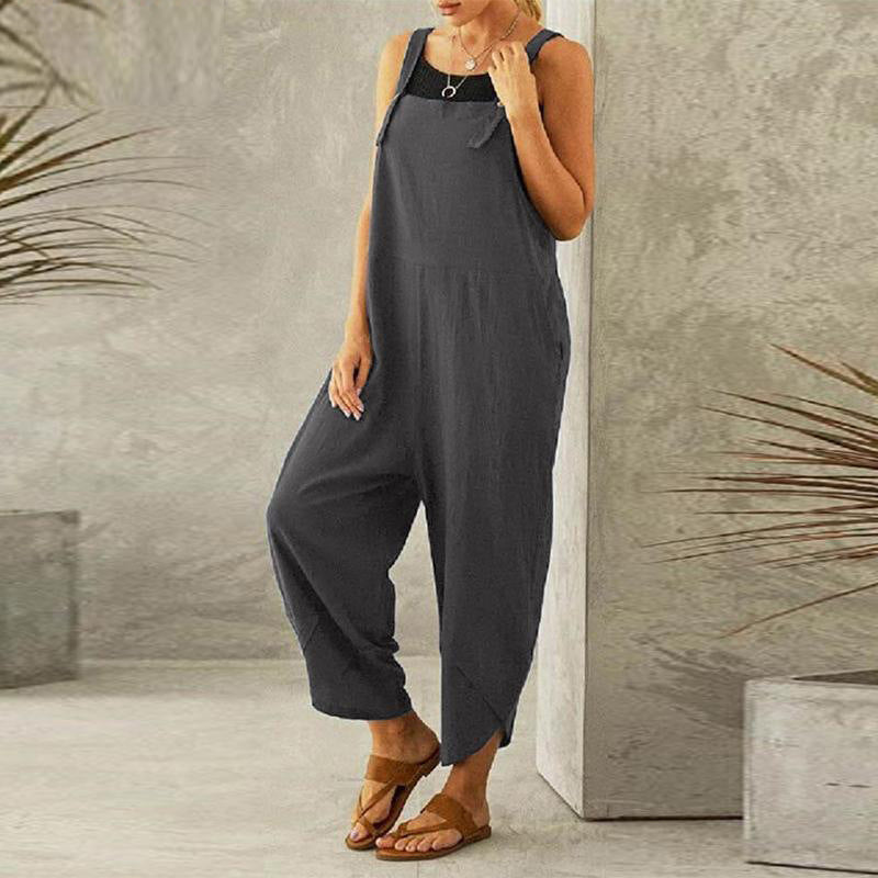 Casual Cropped Overalls Long Pant