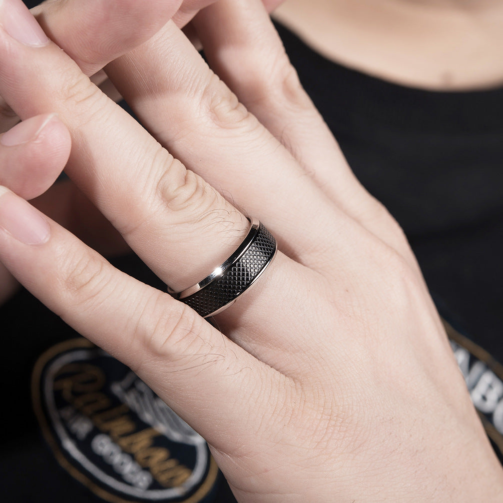 Mens Black Titanium Steel Ring