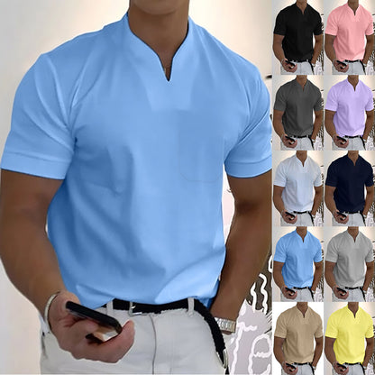 Men's T-Shirt Elastic Cotton Pocket