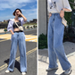 High-waisted wide-leg pants