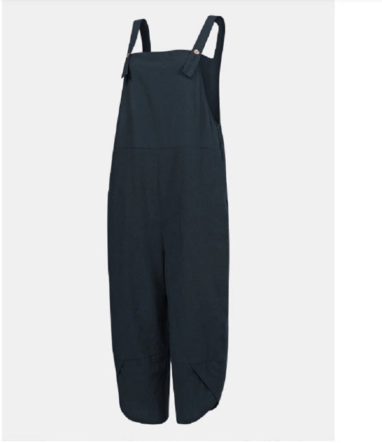 Casual Cropped Overalls Long Pant