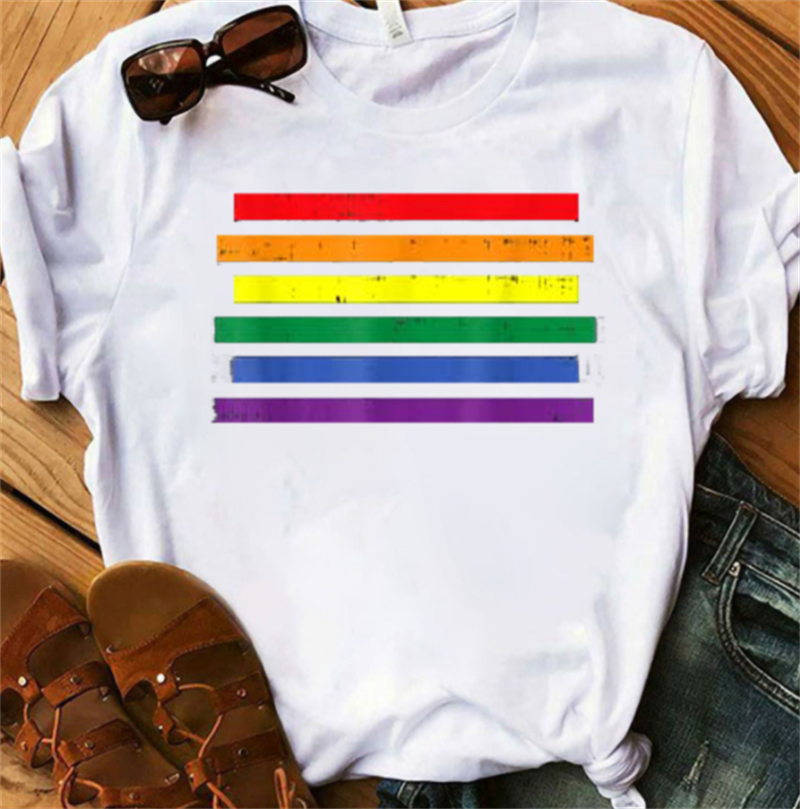 Rainbow Alphabet Print  Short Sleeves T-shirt