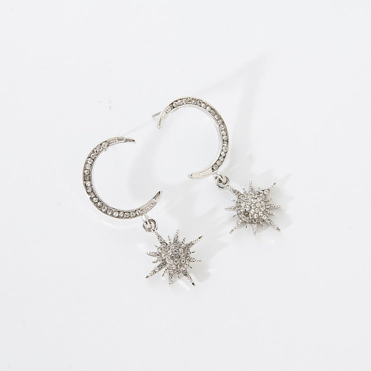 Crescent star stud earrings