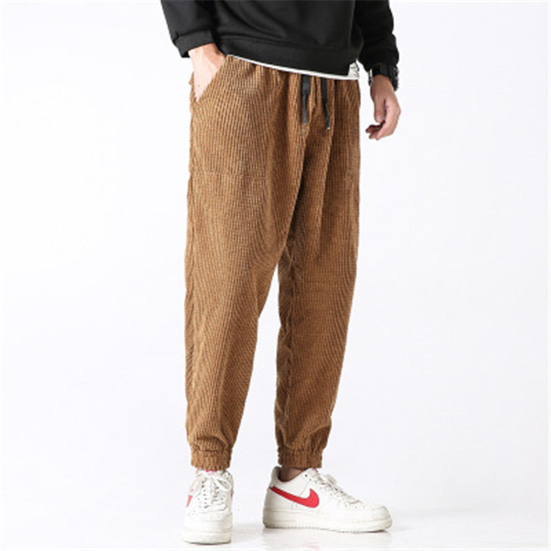 Corduroy Drawstring Elastic Pants