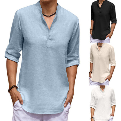 Cotton Linen Casual Long Sleeve Shirt