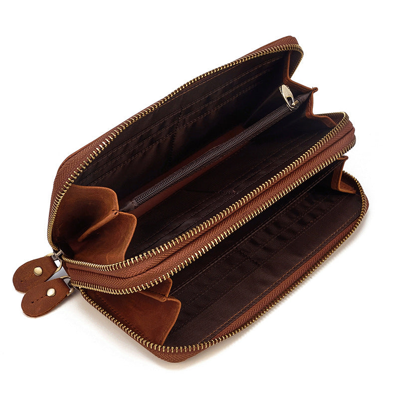 Vintage Double Leather Clutch Bag