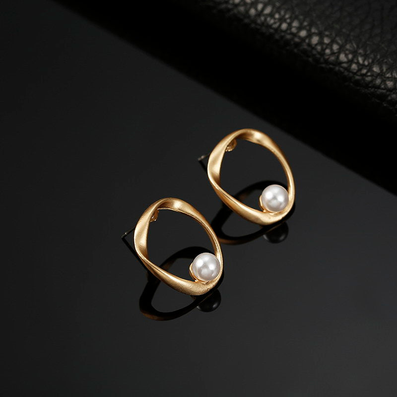 Irregular Round Pearl Earrings