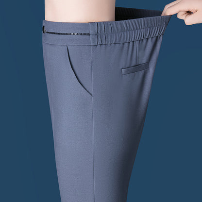 High-rise Gray Straight-leg Trousers